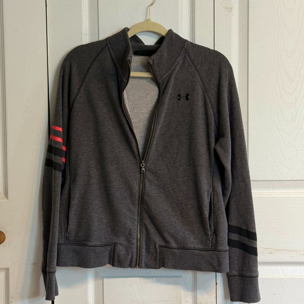 Under Armour full-zip track jacket striped sleeve collar M